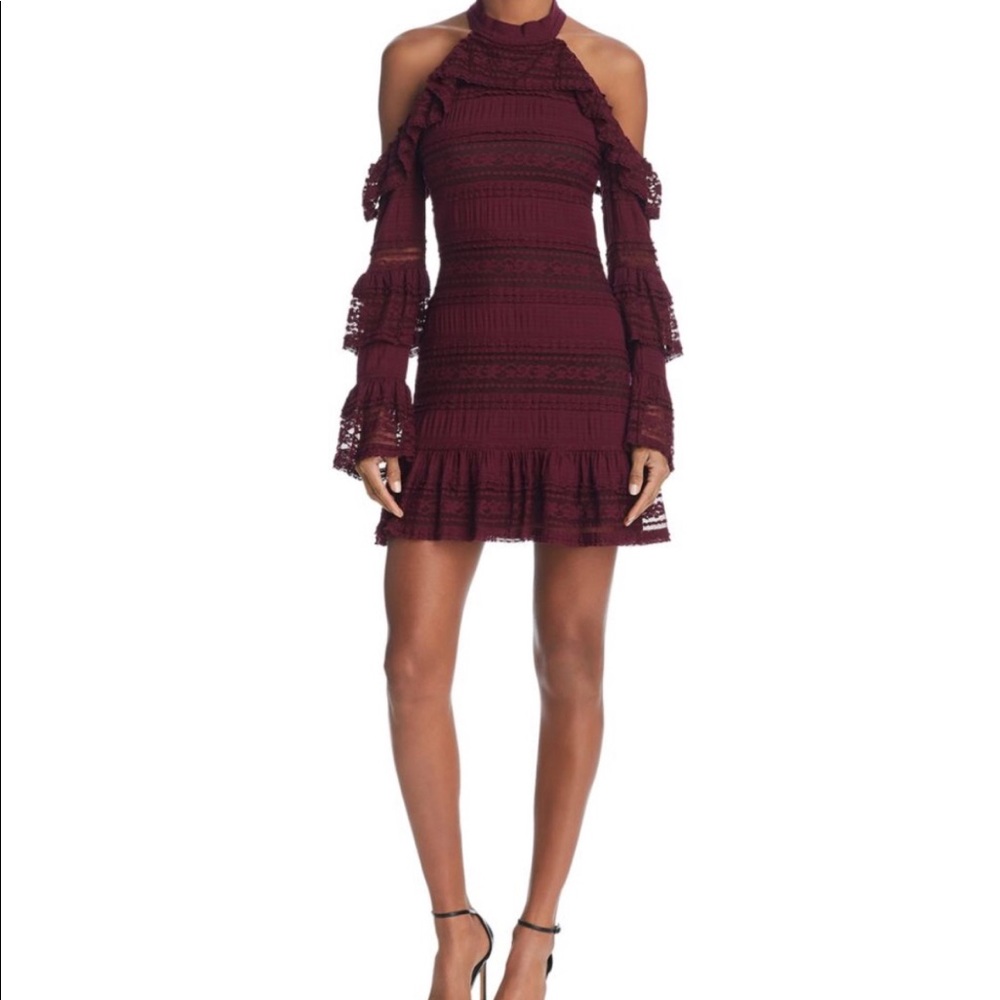 Parker cold shoulder maroon dress